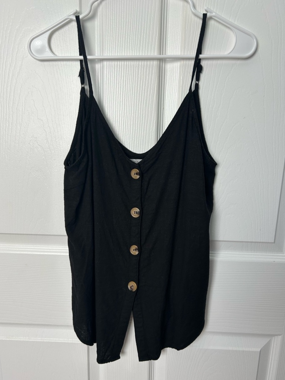 Hayden Black Button Down Sleeveless Linen Blend Top Size Medium